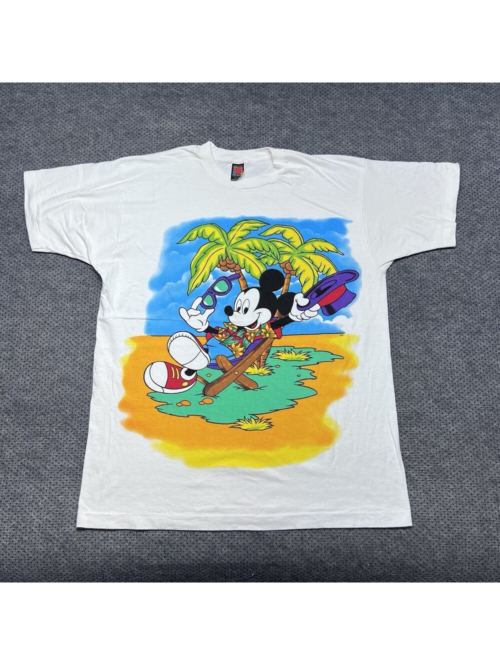 Vintage 1990S Disney Mickey Mouse Shirt XL Beach Tourist Men’s White